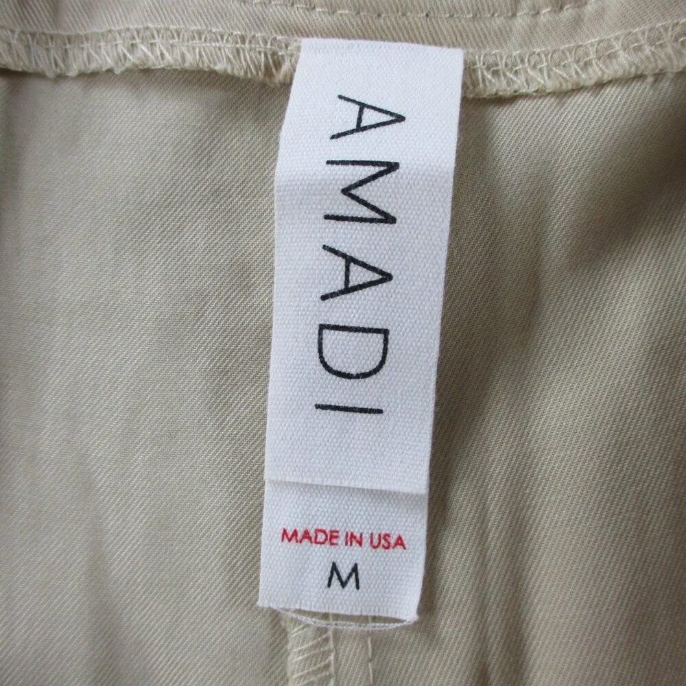 Amadi Wide Leg Pants Womens Medium Khaki Beige Tencel Blend Pleated High Waisted - Picture 9 of 12